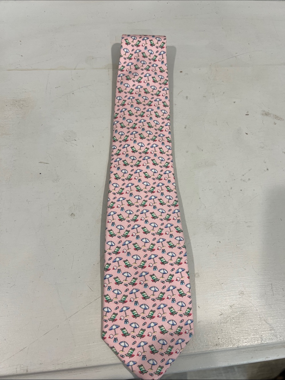 Vineyard Vines Pink Beach Chair & Umbrella Novelty Tie